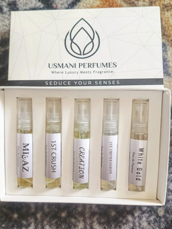 Usmani Perfumes Tester Kit – Luxury Fragrance Set (5 Scents) - Image 2